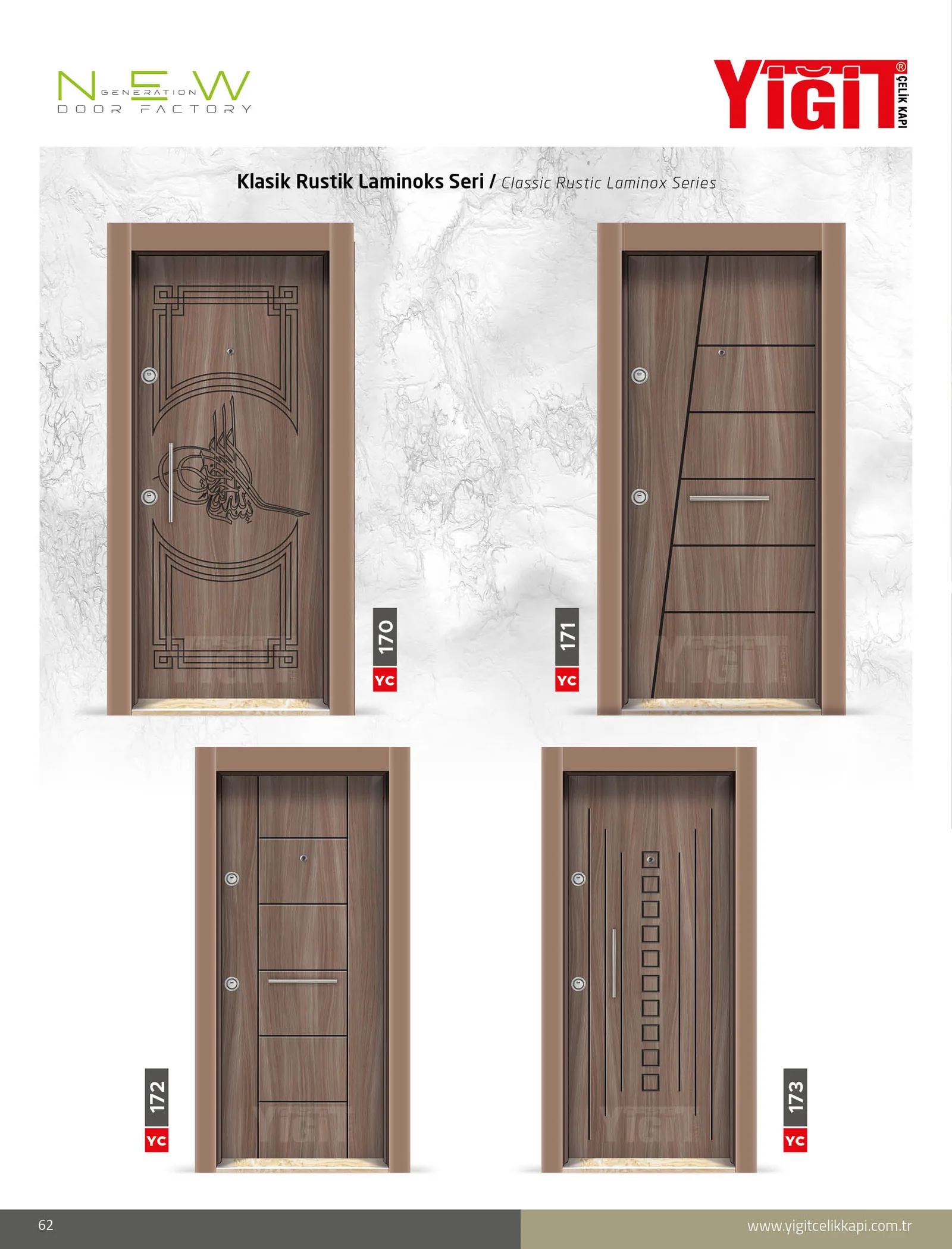 YC 166 Villa Kapısı - Klasik Rustik Laminoks Seri | Uzman Çelik Kapı Isparta
